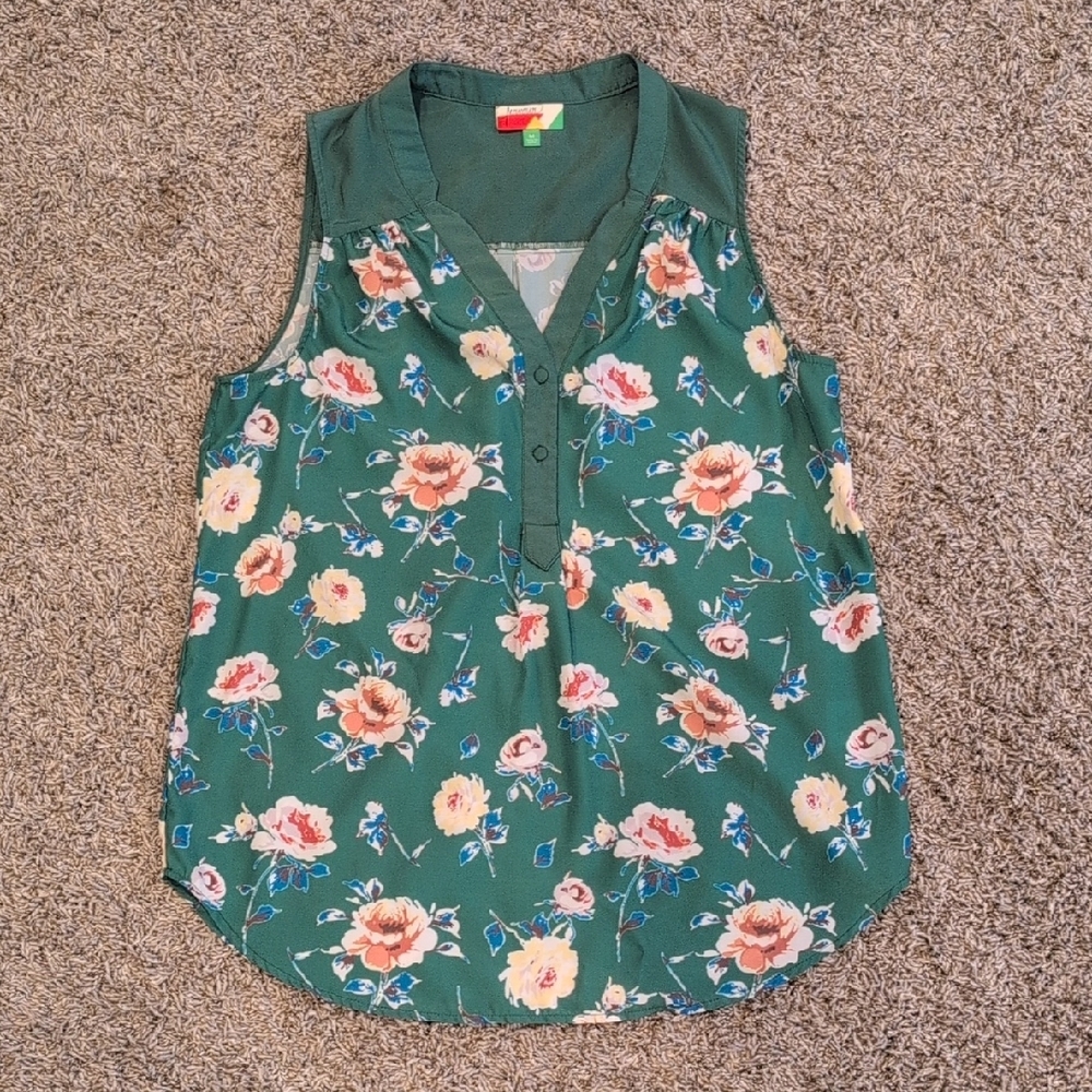 Floral Green Sleeveless Top